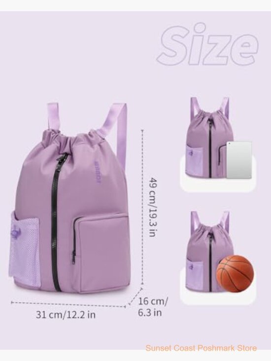 Water-Resistant Drawstring Backpack with Shoe Compartment